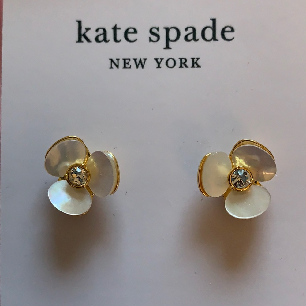 White and Gold “Disco Pansy” Kate Spade Earrings